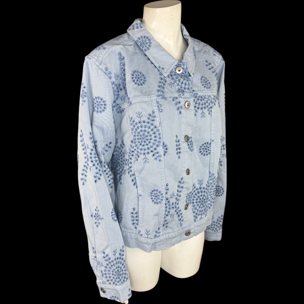 Destination 365 Eyelet Denim Jacket with Pockets Light Wash Blue X-Large NWOT - Picture 10 of 13